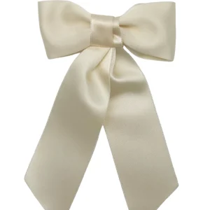 Barrette nœud en satin crème